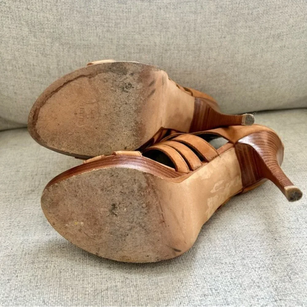 STUART Weitzman Tan Sandal Heels size 8.5 - Picture 8 of 9